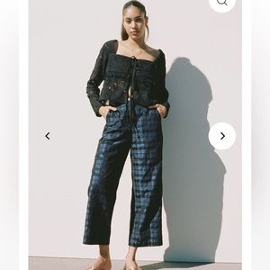 Ciao Lucia Woven Taffeta Pietro Pants Sapphire Blue Womens Large L